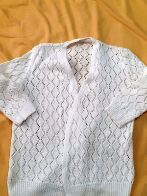 Handmade knitted cardigan white, like new, size S
