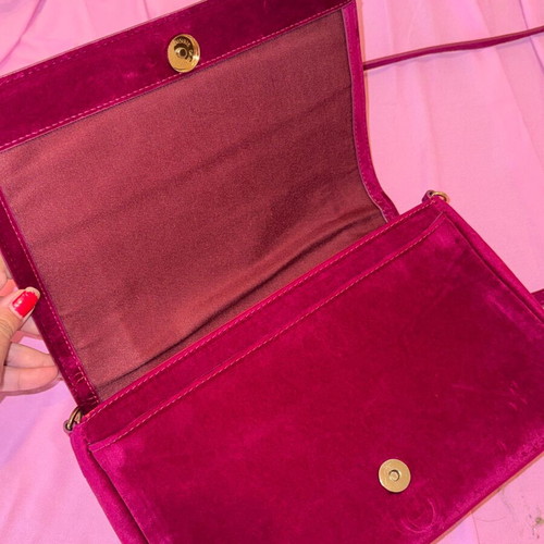 Paul's Boutique Crossbody Bag like new, suede, red and pink color-blocking