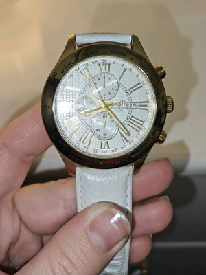 Oxette women's watch used, white leather strap