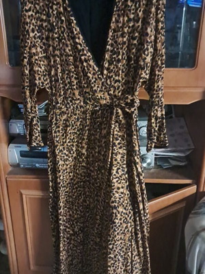 chinese dress ladies Zara Leopard Print Mock Neck Maxi Dress main image 1