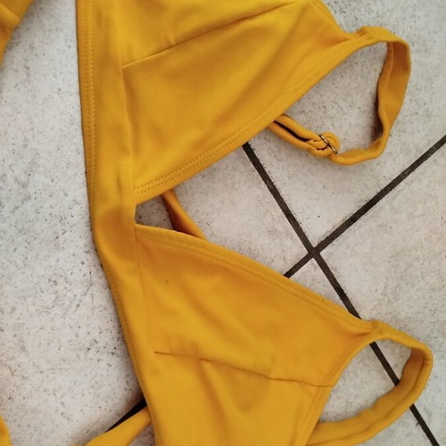Bikini mustard used, size L with adjustable straps
