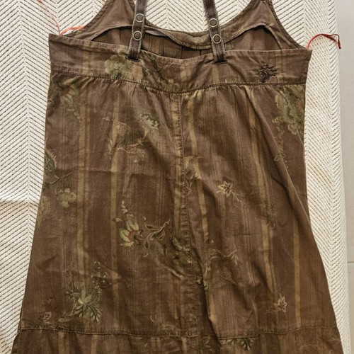 A.L.E. brown mini midi dress with cross straps and pockets