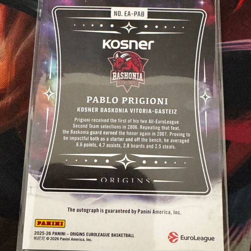 2025-26 Origins Euroleague Pablo Prigioni Base Auto Clouds SP card
