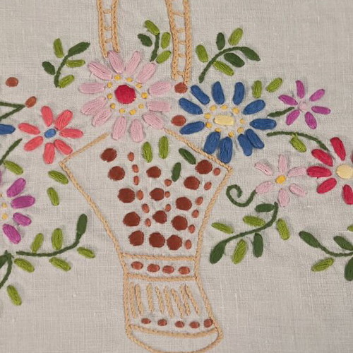 Handmade embroidered floral table runner made to order