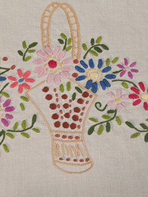 Handmade embroidered floral table runner made to order