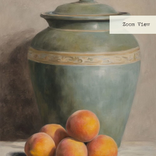 Still Life Vase with Peaches Impressionist Kitchen Art 13x18