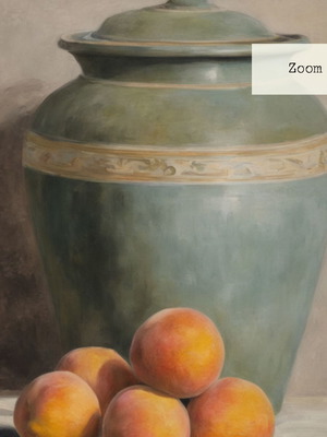 Still Life Vase with Peaches Impressionist Kitchen Art 13x18