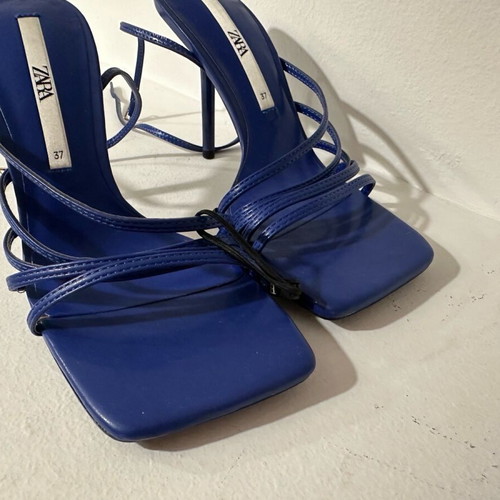 Zara blue sandal new, 10 cm heel