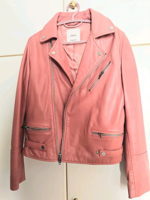 Дамско кожено яке Mango розово като ново, размер M