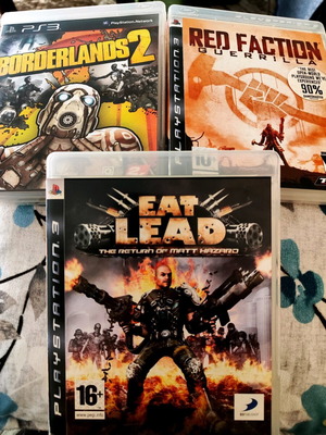 PlayStation 3 game pack used: Eat Lead, Red Faction, Borderlands