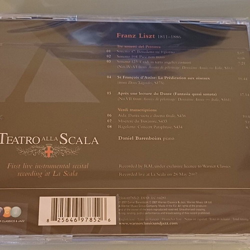 Franz Liszt Daniel Barenboim Live At La Scala CD new, classical