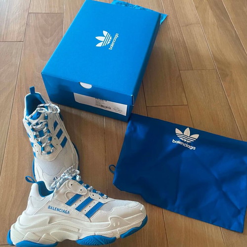 Balenciaga x Adidas Triple S sneakers like new, white and blue, size 41
