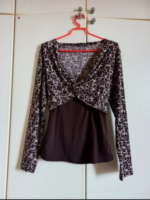 Double brown blouse with long sleeves like new, size S/M
