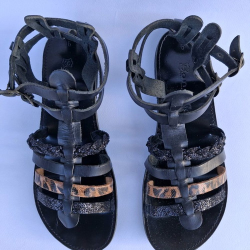 Leather Sandals Sandalo like new, black, handmade