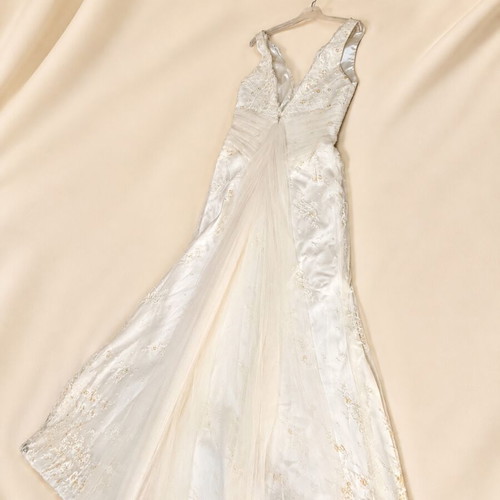 Augusta Jones wedding dress size 16, ivory lace with gold details