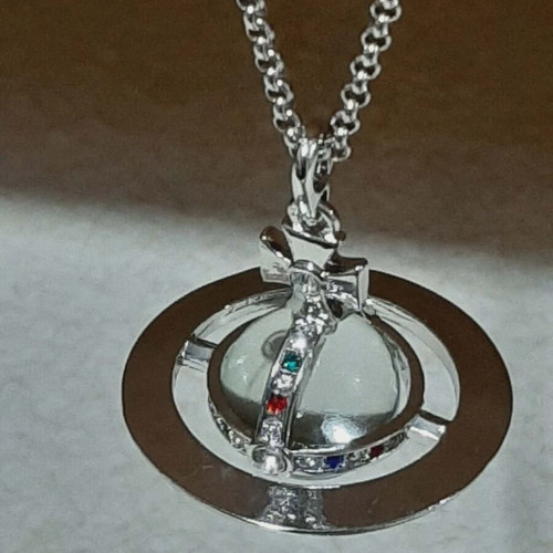 Vivienne Westwood Orb Pendant Necklace with Spherical Mint Stone, New