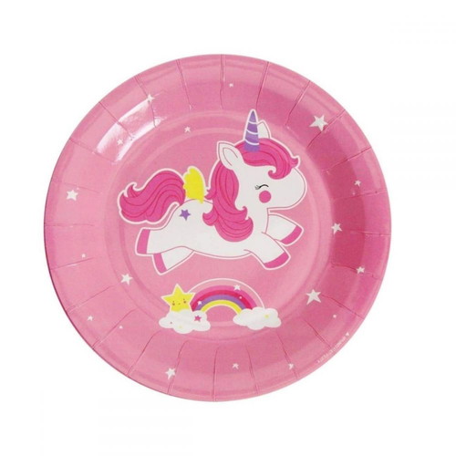 Party plates unicorn 23cm, pack of 10, new