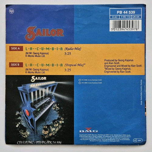 Sailor La Cumbia 7" vinyl single like new, first release 1991