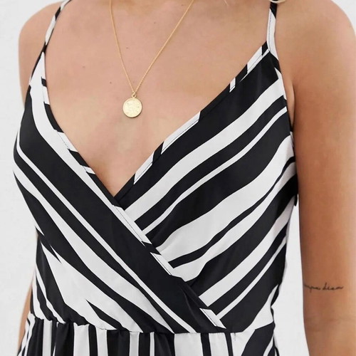 Boohoo summer dress with black and white stripes like new