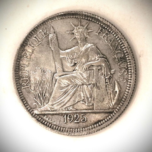 1 Piastre French Indochina 1925 Silver Plated Replica Coin New