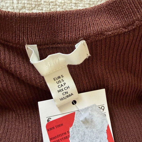 H&M tank top new with fringes brown, size S