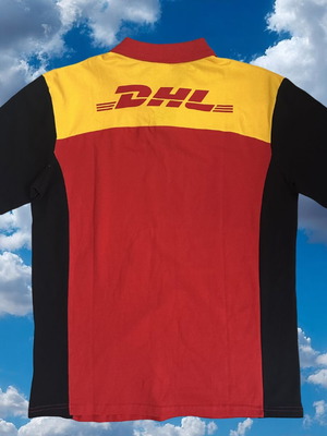 Vintage DHL Promo Polo Shirt like new, color-block red and yellow, size M