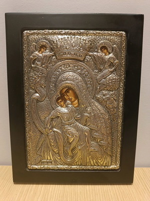 Silver icon of Panagia Axion Esti like new, 22.5x17cm