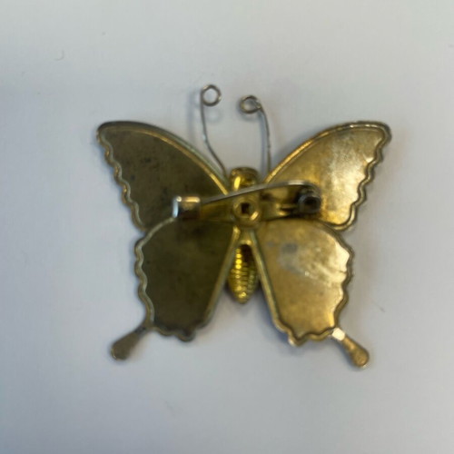 Butterfly brooch used, multicolored iridescent