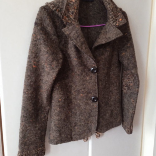 Vezzо wool cardigan used, size S, brown, with detachable hood