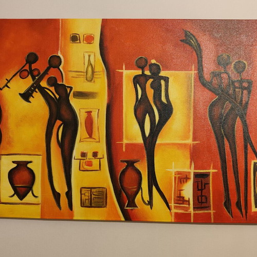 Canvas painting 90x60 cm used, Africa Arts