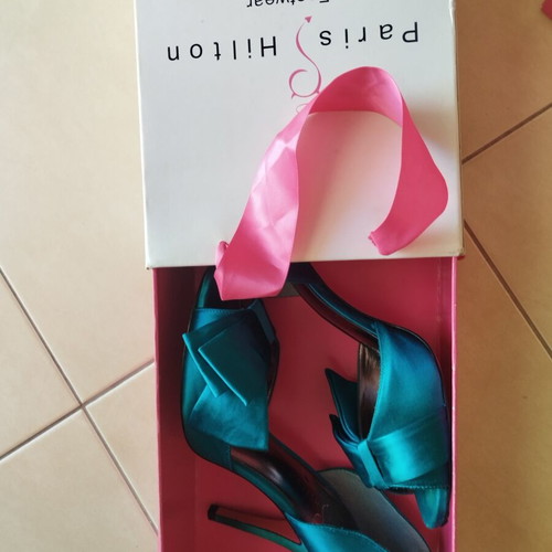 Paris Hilton peep toe heels brand new, emerald color, size 39