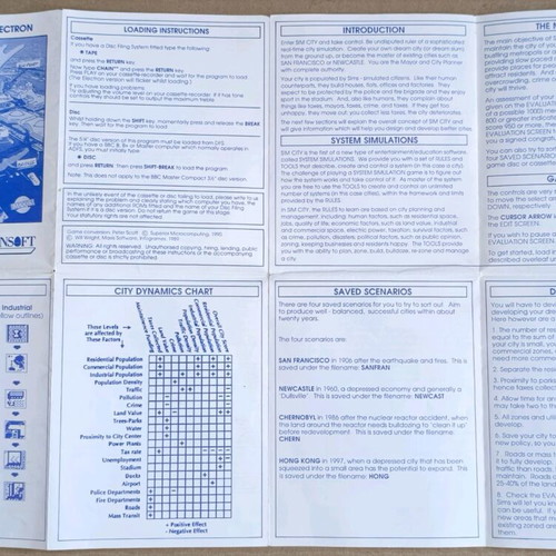 Sim City used for BBC Micro, disk