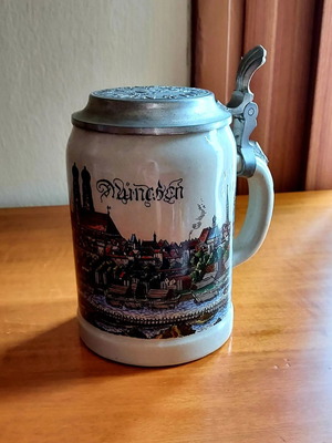 Large ceramic decorative beer stein used from Munich