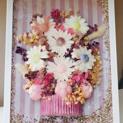 Handmade decorative frame Romantic Vintage & Wax Flowers