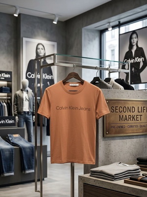 Calvin Klein men's T-shirt like new, size M, orange