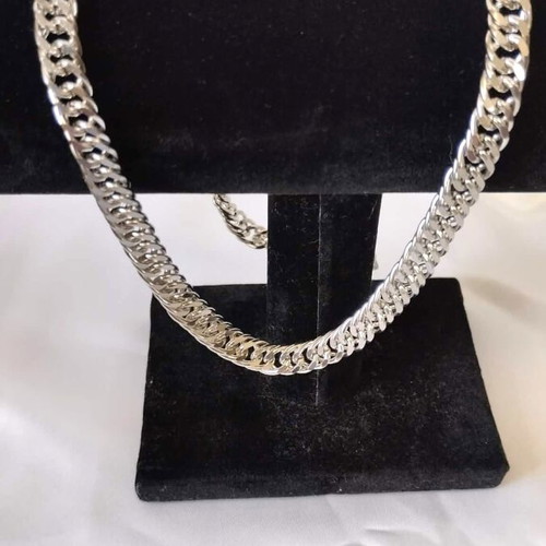 Steel chain dense weave 50cm new, silver