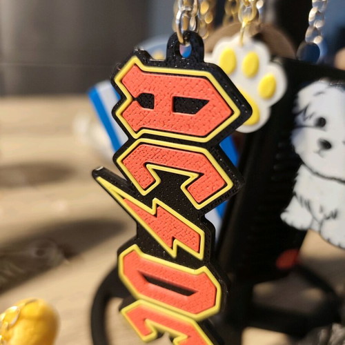AC/DC 3D Printed Keychain new with embossed texture