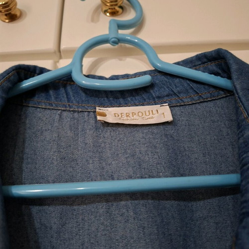 Derpouli denim dress like new with orange details, size S