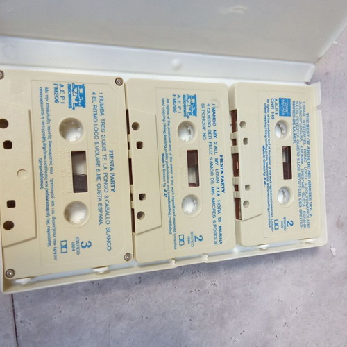 Fiesta Party Latin triple cassette tape used, 1980s 1990s