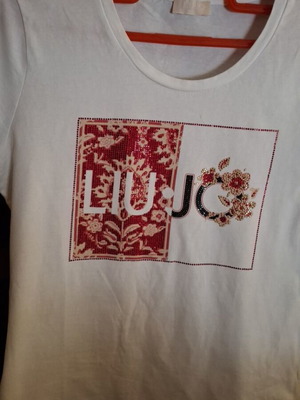 Liu Jo women's blouse short sleeve with rhinestones like new, white