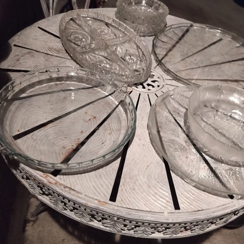 Vintage glass serving set of 7 pieces with authentic French Pyrex used