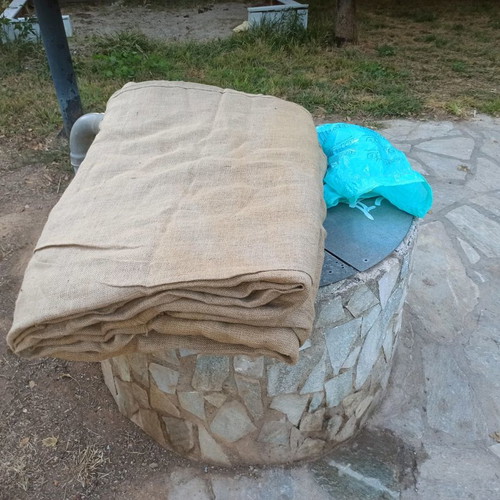 Linen burlap fabric used for decoration, 72 sq.m.