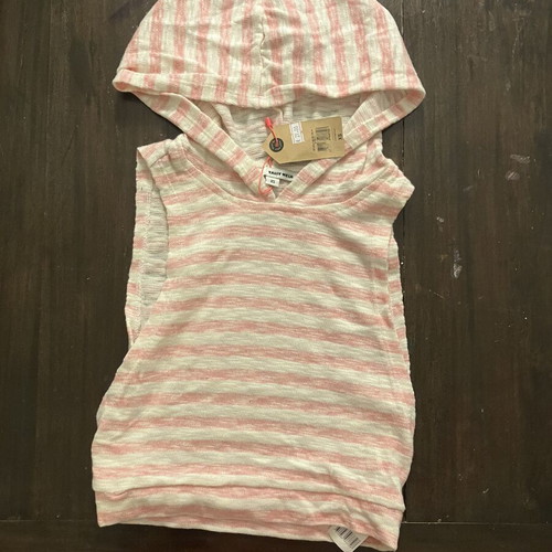 Tally Weijl sleeveless striped hoodie XS, pink and white