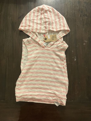 Tally Weijl sleeveless striped hoodie XS, pink and white