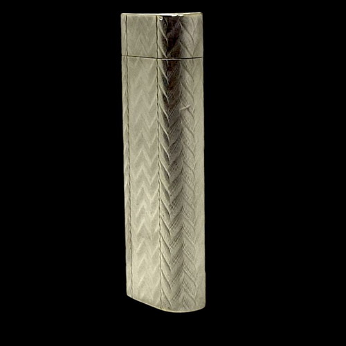 Cartier lighter used silver collectible with herringbone pattern