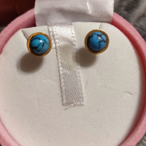 E. Tsaprali Marble Blue earrings like new, blue and gold