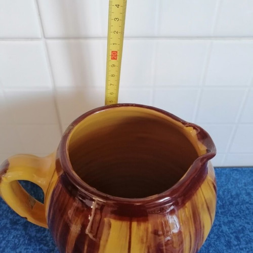 Clay wine jug vintage handmade glazed ceramic