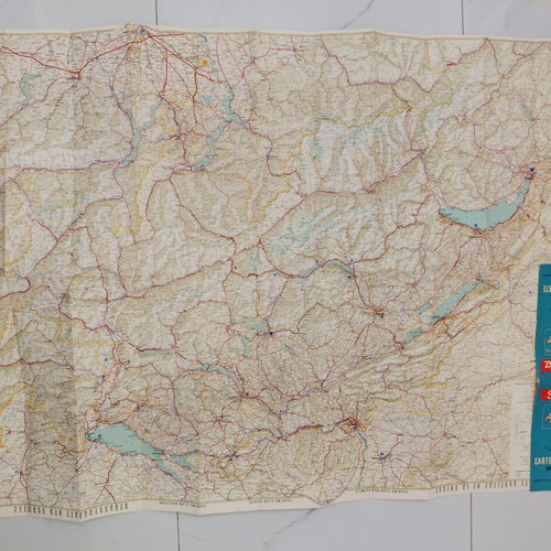 Vintage Switzerland Road Map used from Kümmerly+Frey 1950s-60s