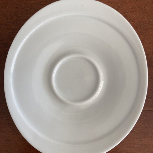 Vintage white oval porcelain espresso saucer