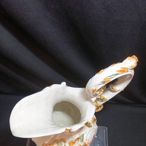 Bassano Italy ceramic jug vase with hand painted floral Rococo design
